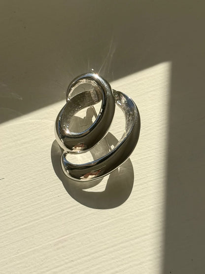Vintage Bright Silver Swirl Brooch