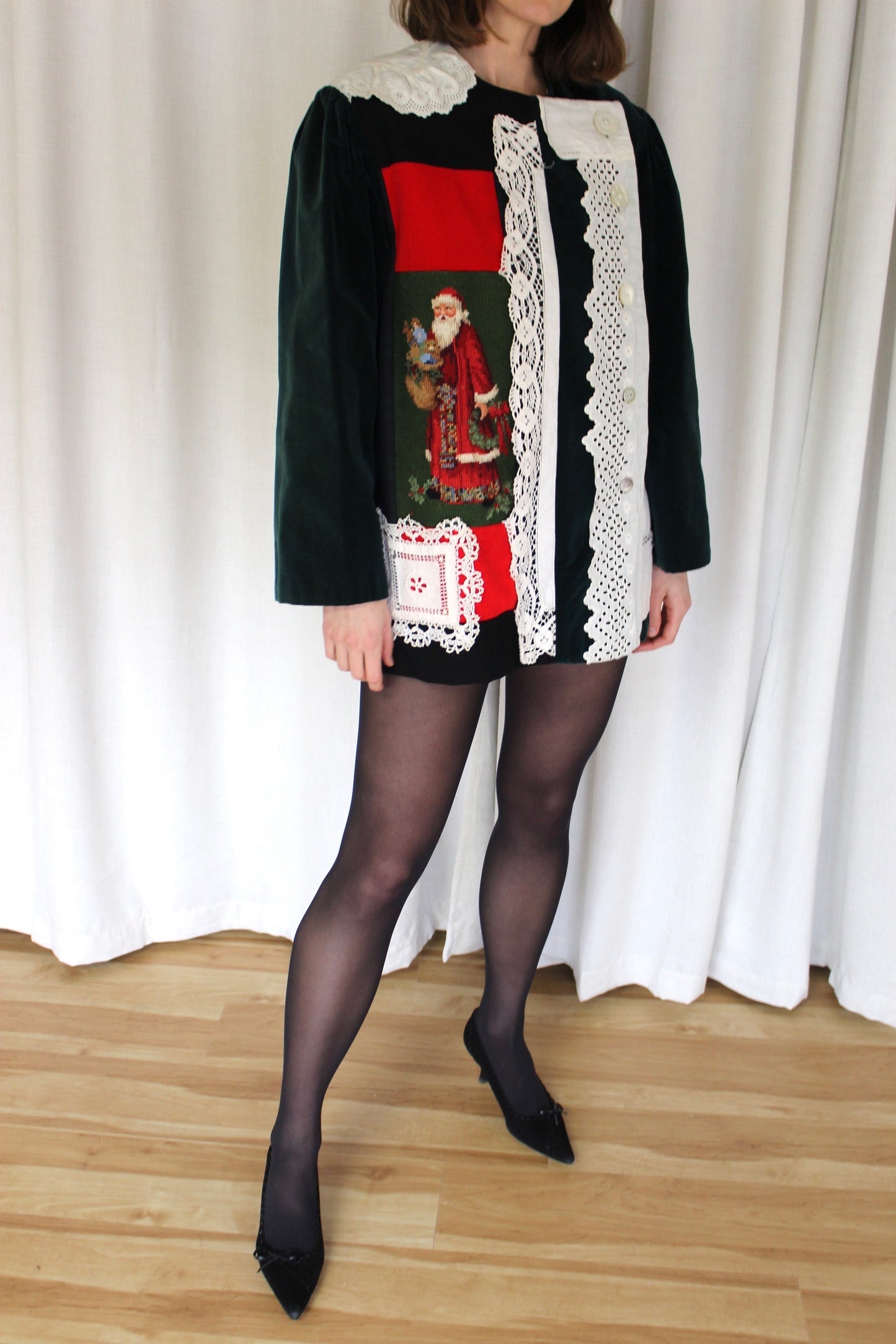 Absolutely Incredible Vintage Patchwork & Lace Holiday Jacket