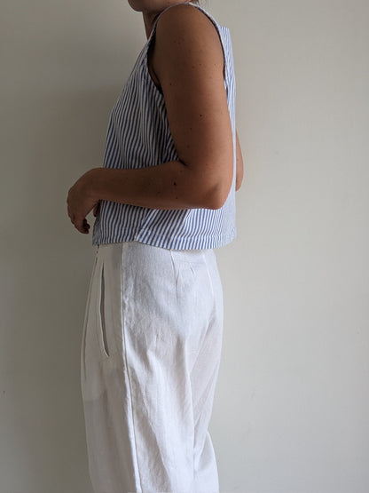 90s Cropped Sky Striped Vest
