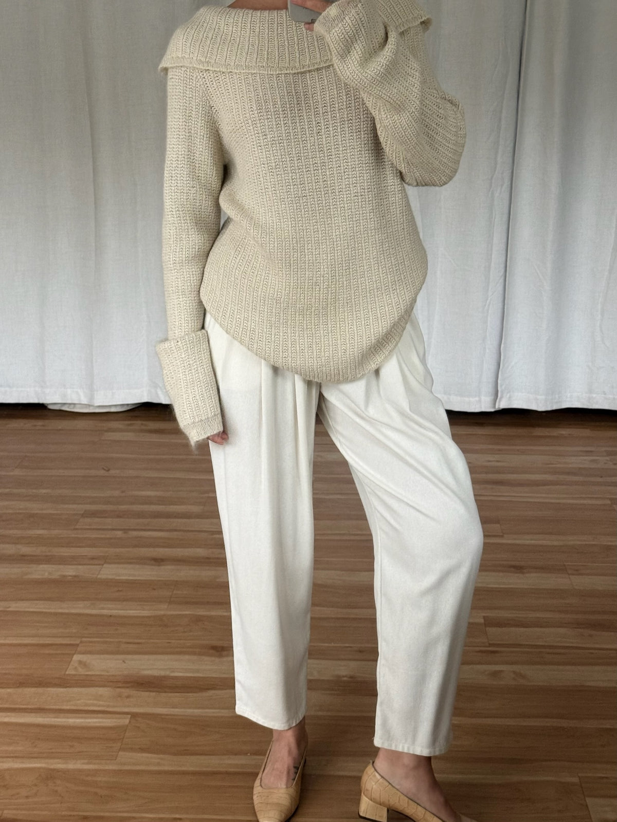 Gorgeous Vintage Cream Silk & Angora Sweater