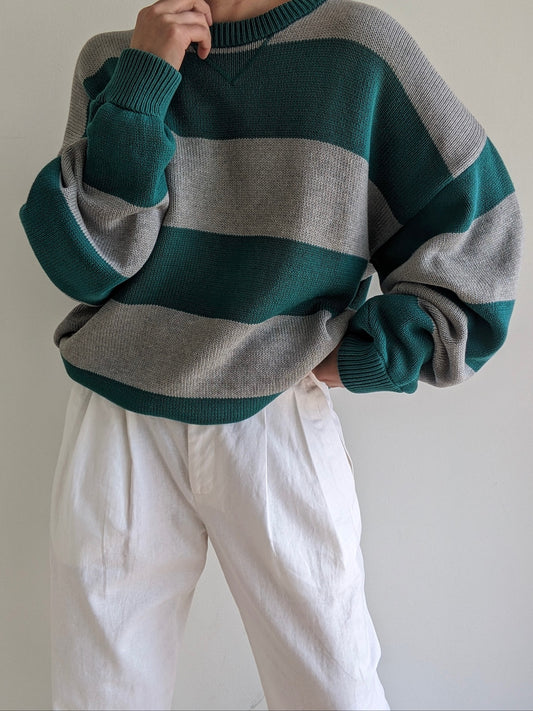Vintage Wide Striped Cotton Sweater