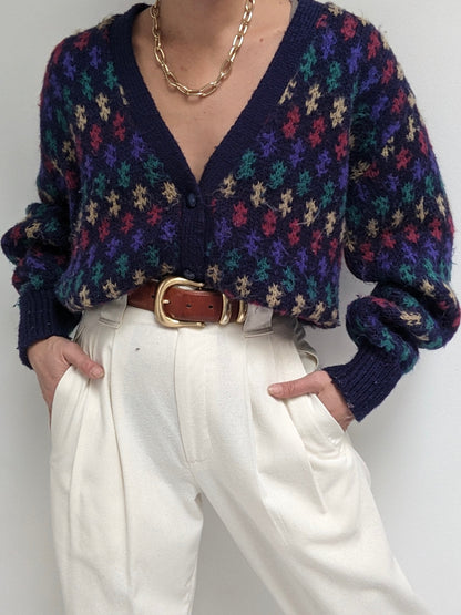 Vintage Patterned Knit Cardigan