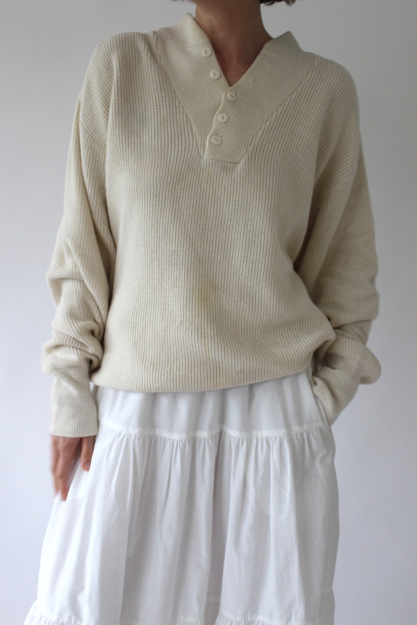 Favorite Vintage Cream Cotton Henley