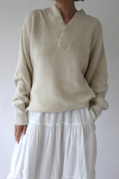 Favorite Vintage Cream Cotton Henley