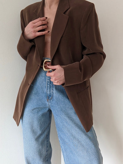 Vintage Cocoa Sueded Silk Blazer