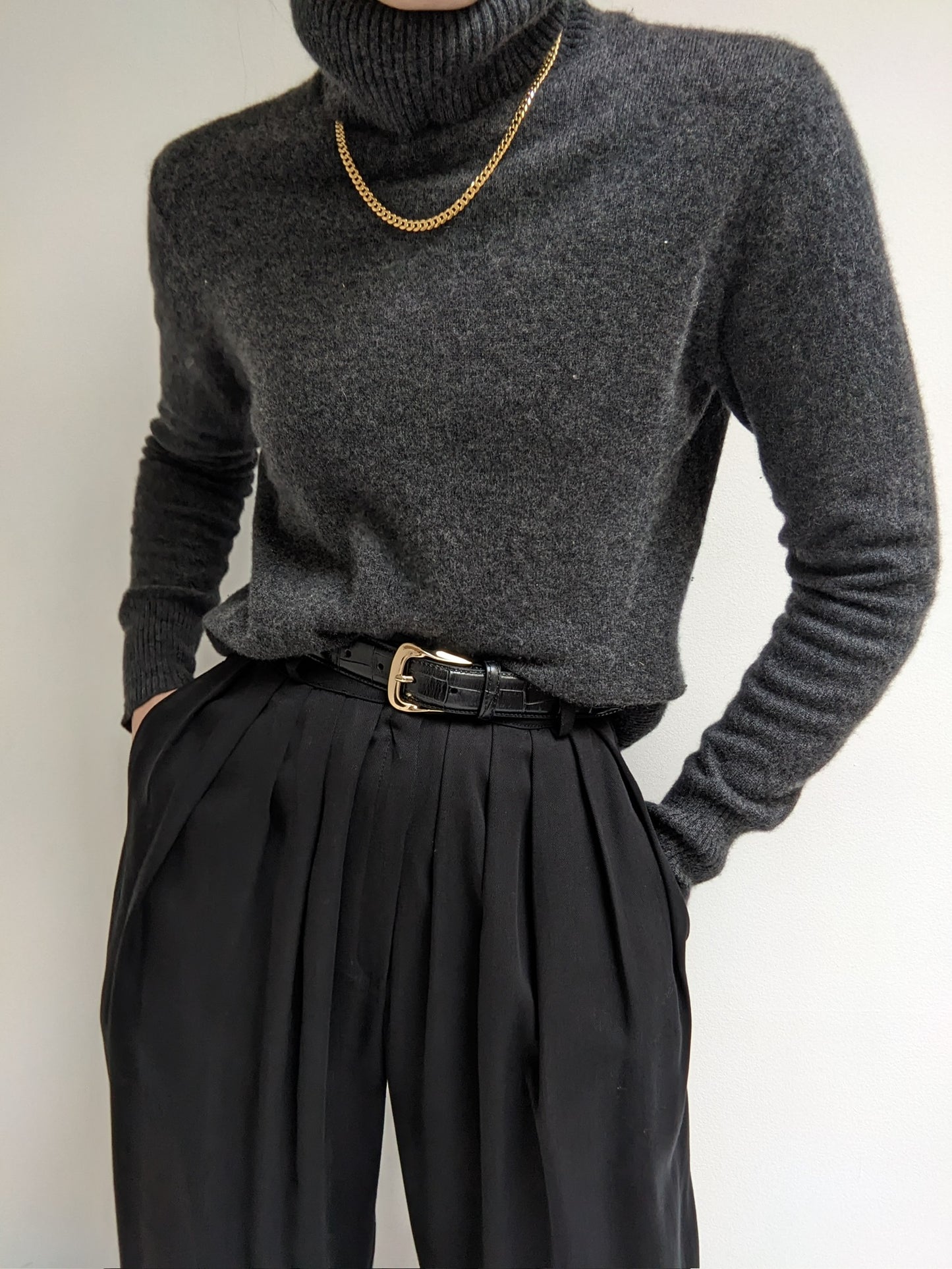 90s Charcoal Cashmere Turtleneck