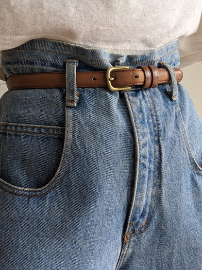 90s Coach Mocha Leather & Brass Belt