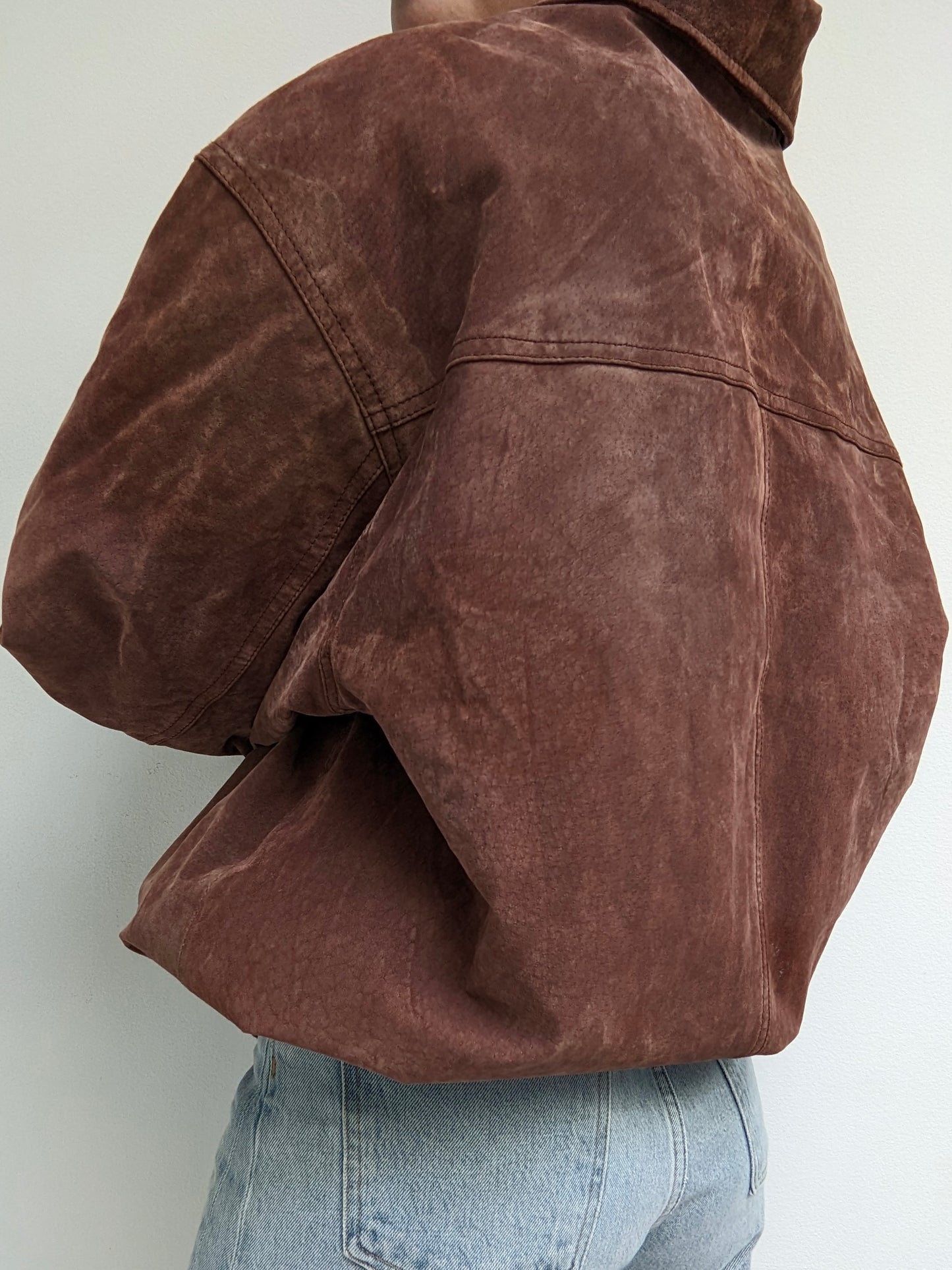 Vintage Mahogany Suede Bomber Jacket