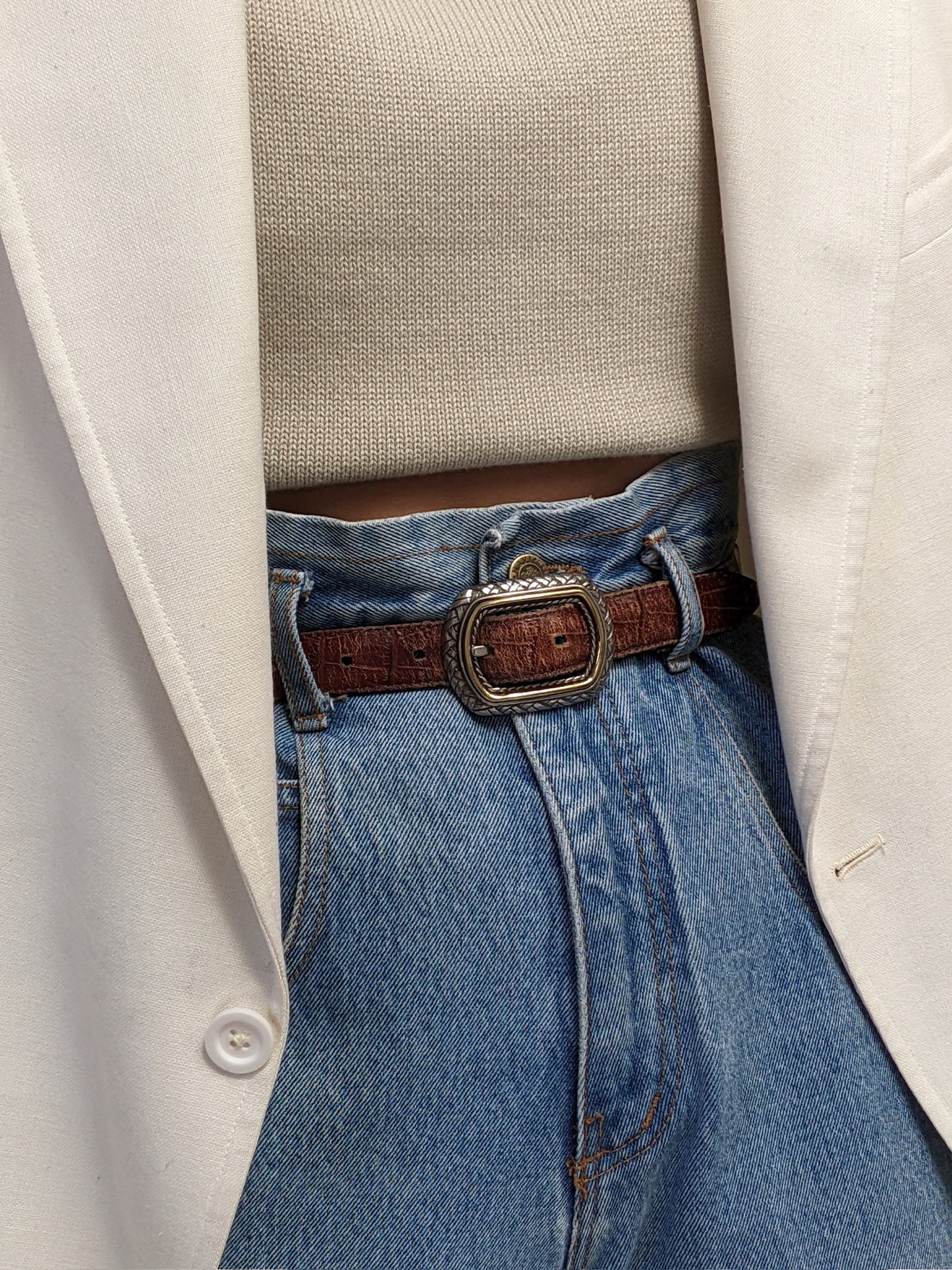 Amazing Vintage Segmented & Reversible Leather Belt