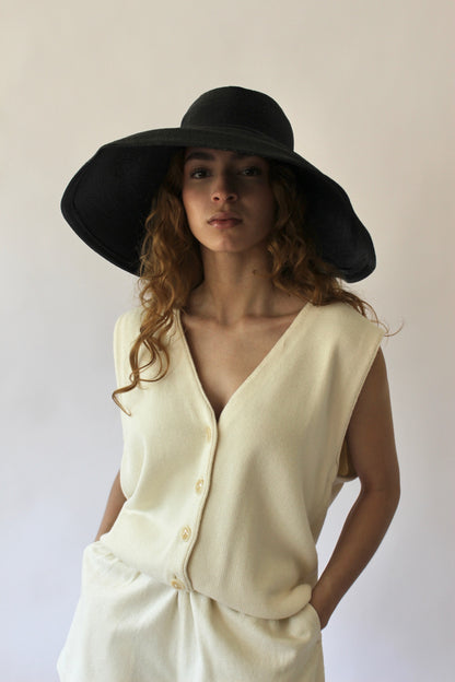 Incredible Vintage Caviar Woven Wide Brim Hat