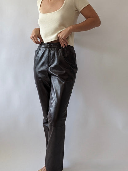Incredible Vintage Espresso Leather Pants