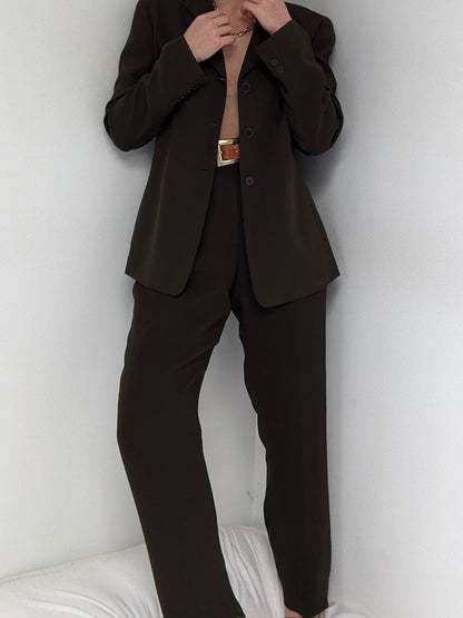Stunning Vintage Olive Silk Pantsuit