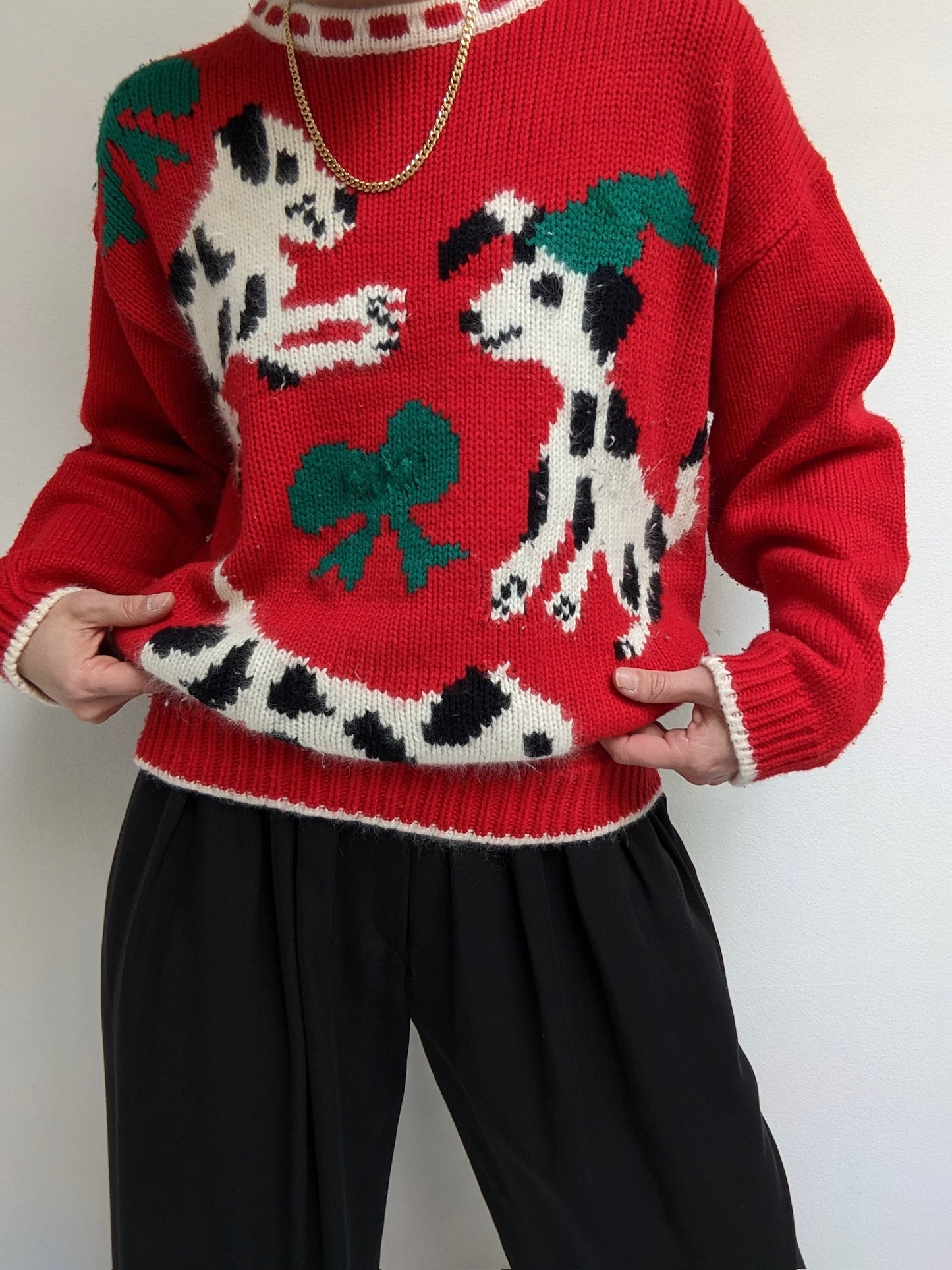 Incredible Vintage Angora Dalmatian Sweater