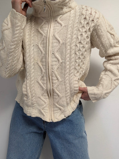 Vintage Irish Wool Zip Sweater