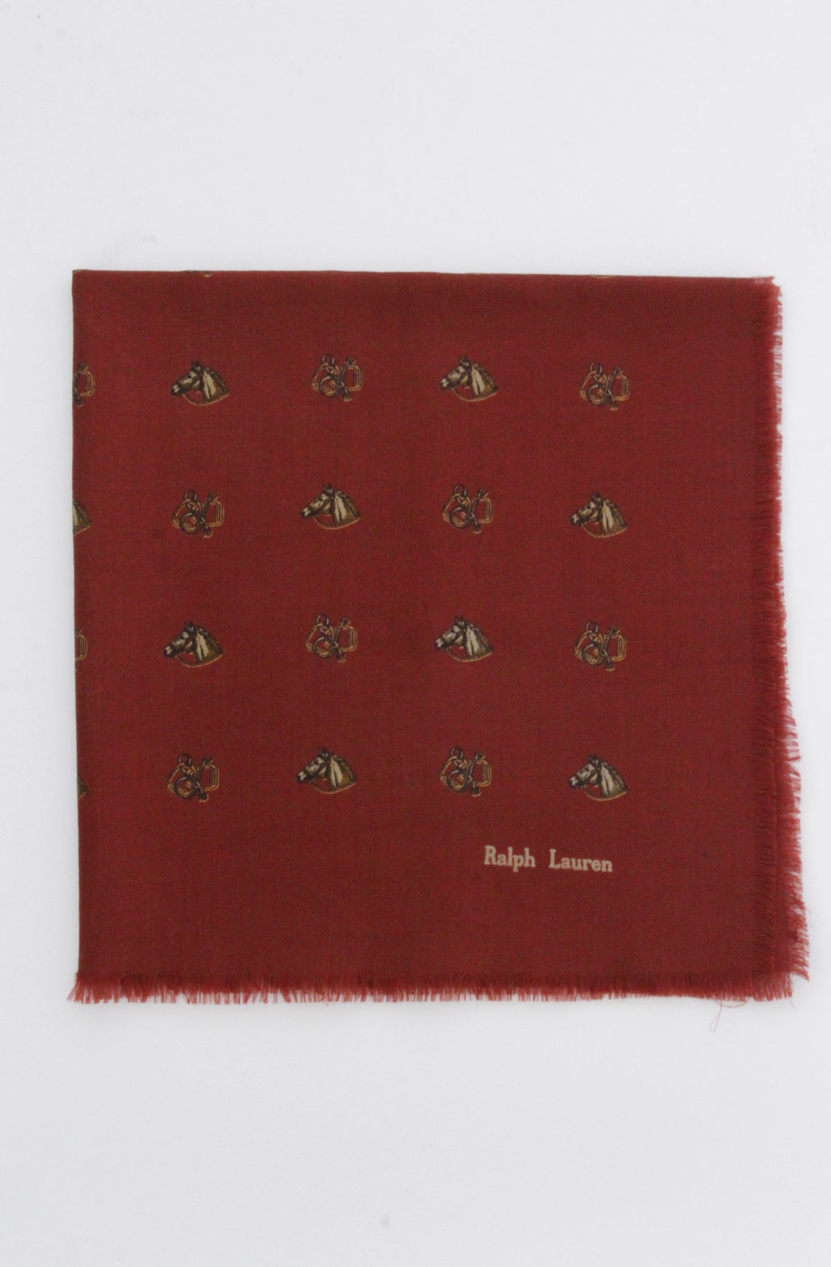 Vintage Ralph Lauren Rust Equestrian Themed Scarf