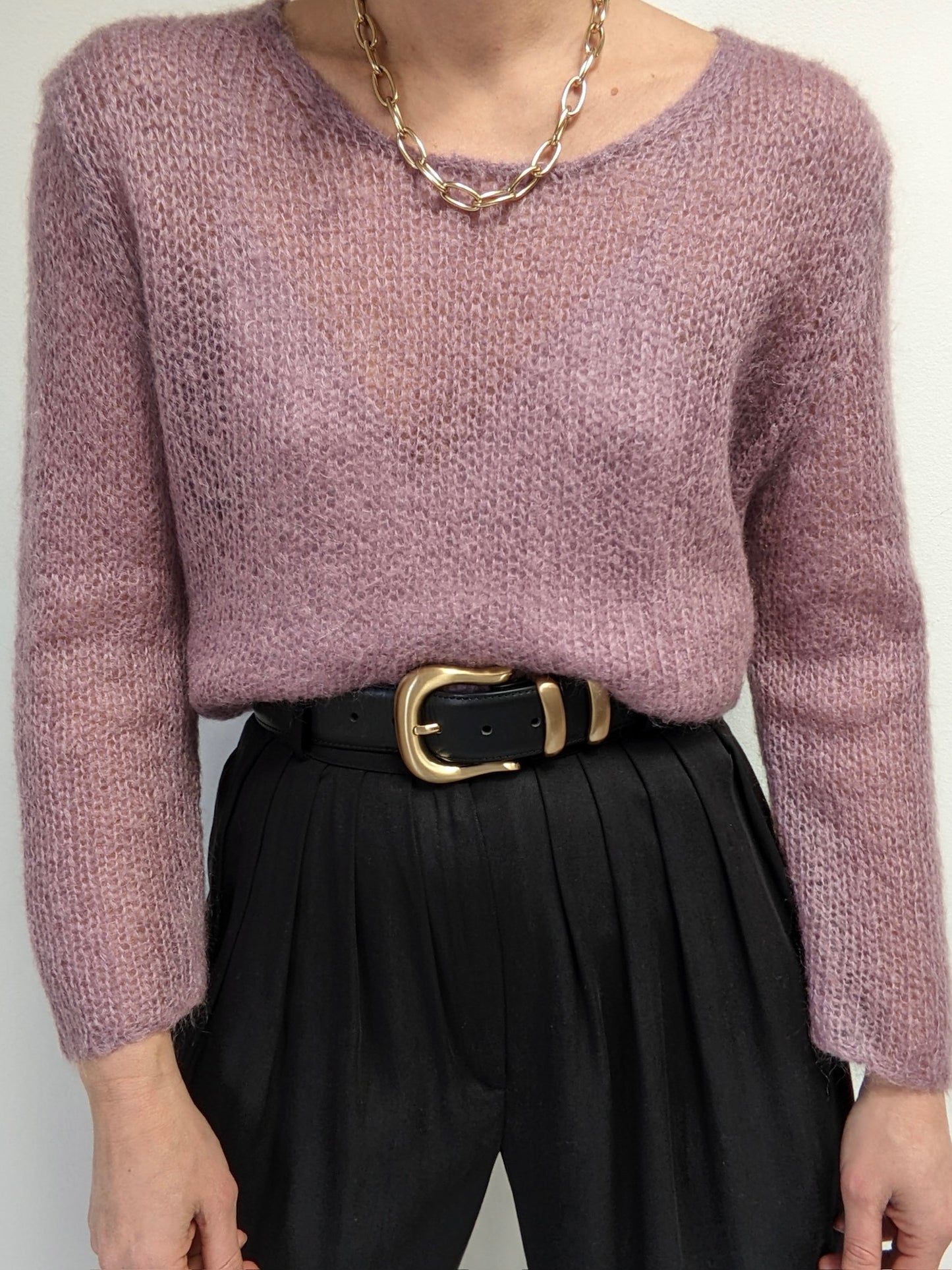 Beautiful Vintage Lilac Loose-Knit Mohair Sweater