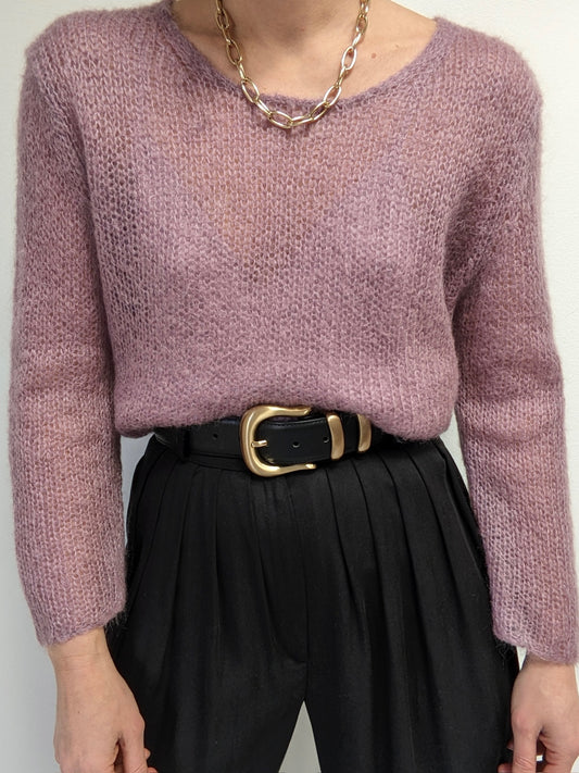 Beautiful Vintage Lilac Loose-Knit Mohair Sweater
