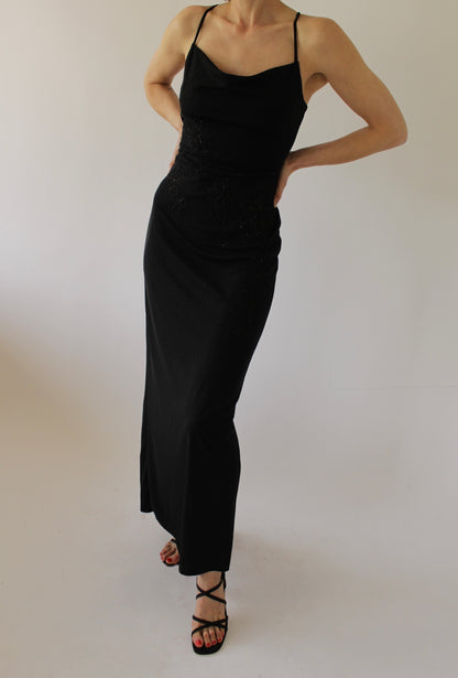 Vintage Beaded Floral Evening Dress