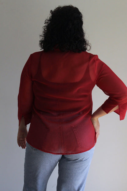 Vintage Rouge Sheer Tunic Blouse