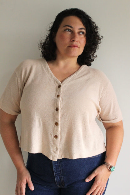 Vintage Sand Linen Gauze Cardigan