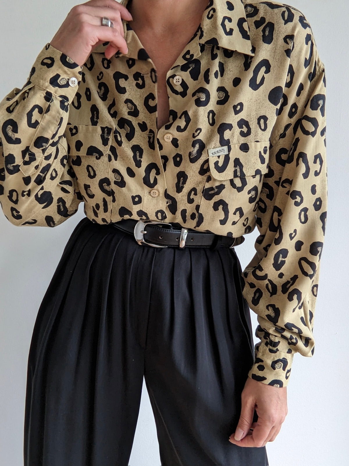 Vintage Guess Leopard Print Button Down