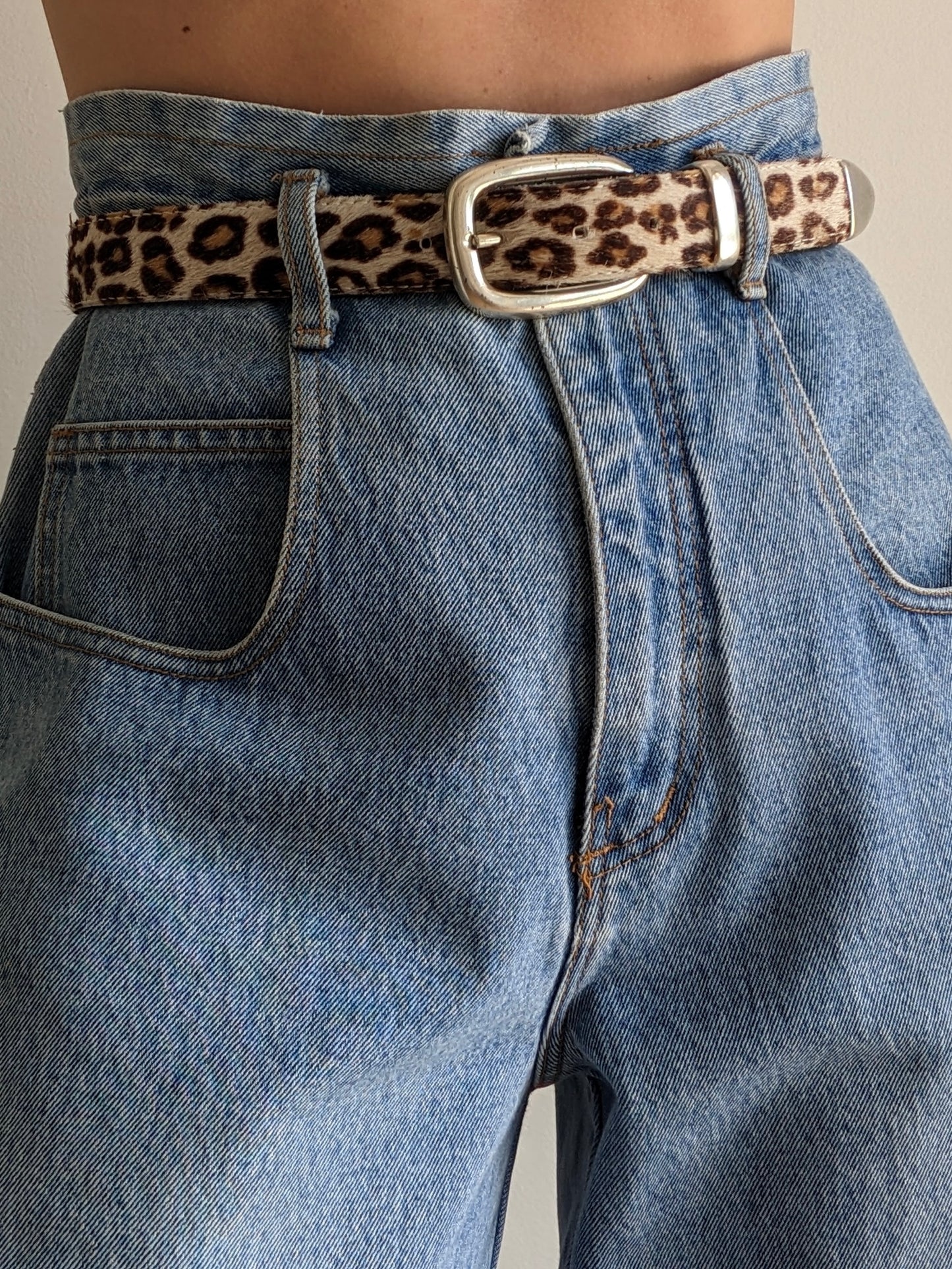 Vintage Printed Calf Hair Leather Belt