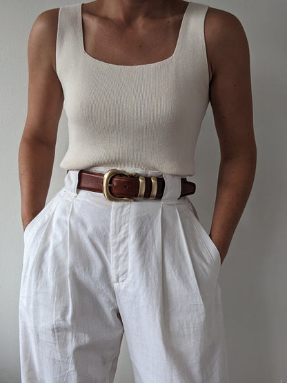 90s Cream Square-Neck Knit Tank
