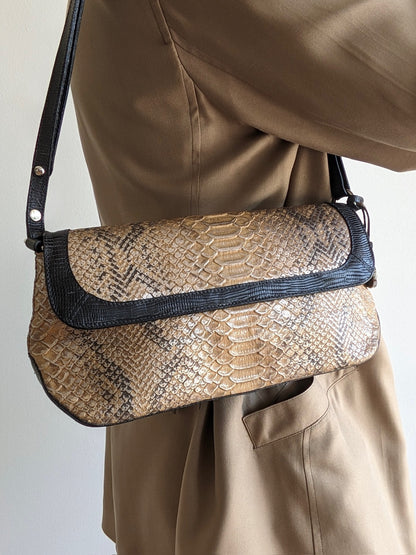 Brahmin Embossed Leather Baguette Bag