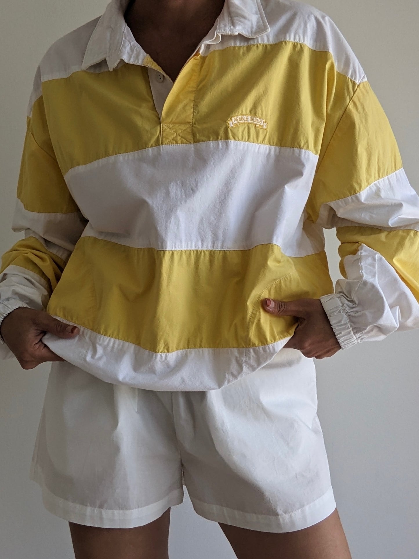 Vintage Lemon Striped Pebble Beach Pullover