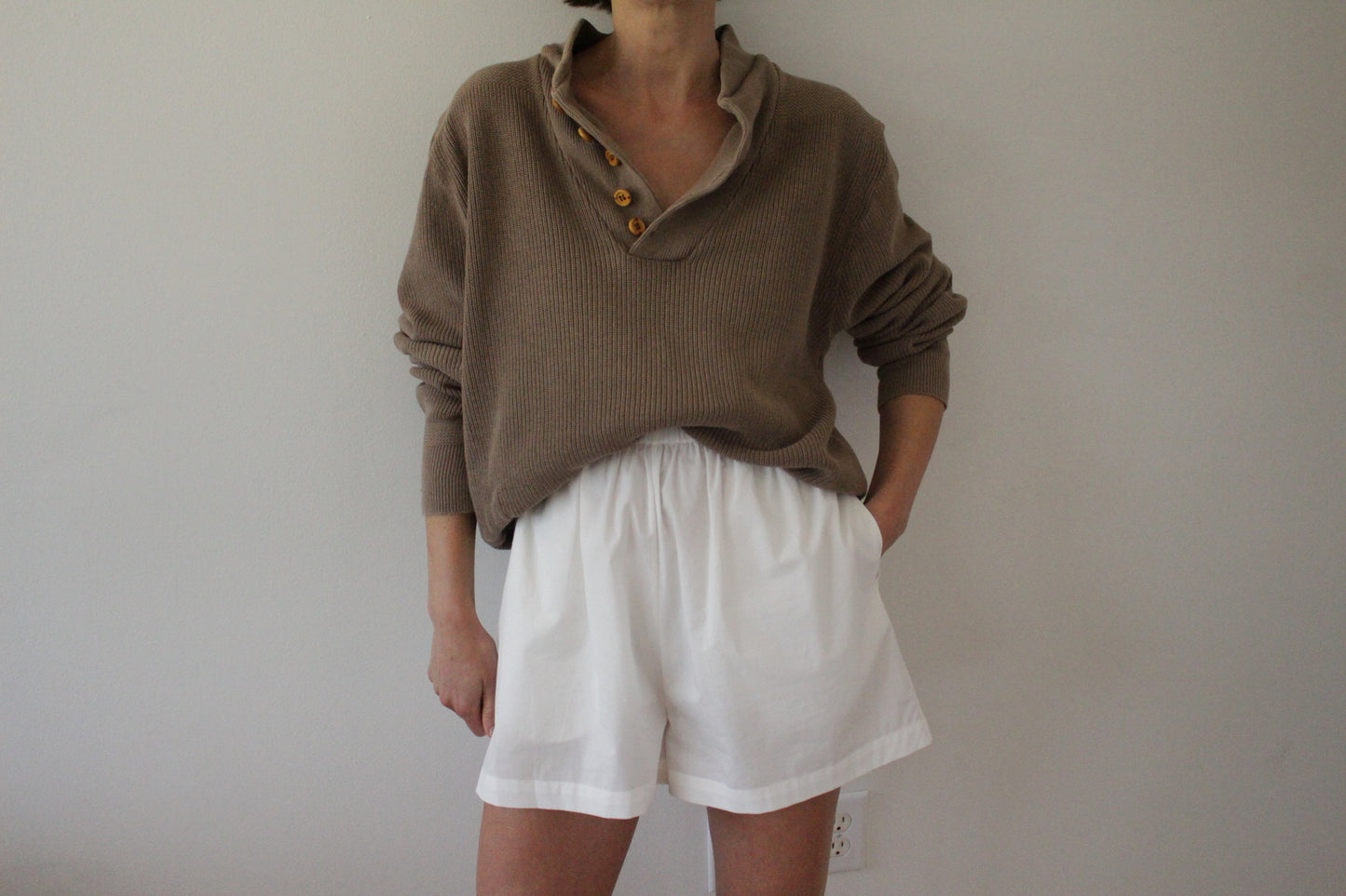 Favorite Vintage Mocha Cotton Henley