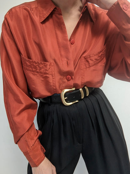 Vintage Terra Cotta Silk Blouse