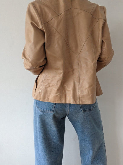 Incredible Vintage Butterscotch Pieced Leather Jacket