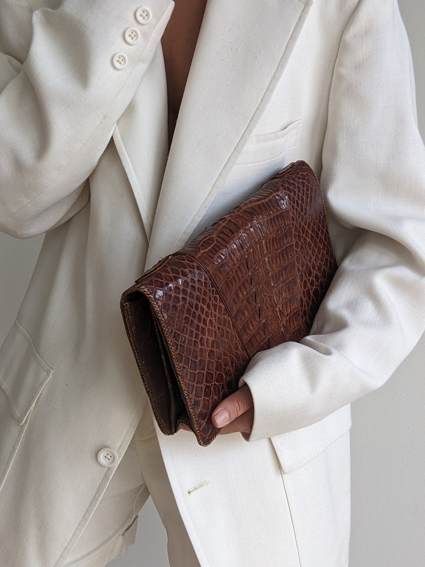 Vintage Genuine Crocodile Leather Clutch