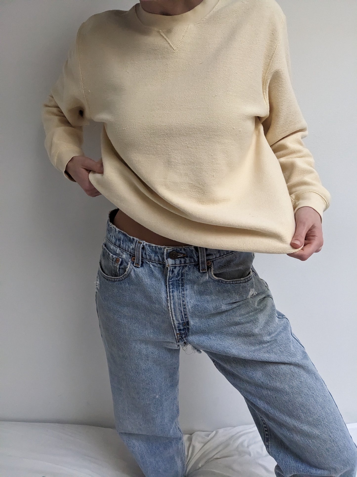 Vintage Pale Lemon Woven Pullover