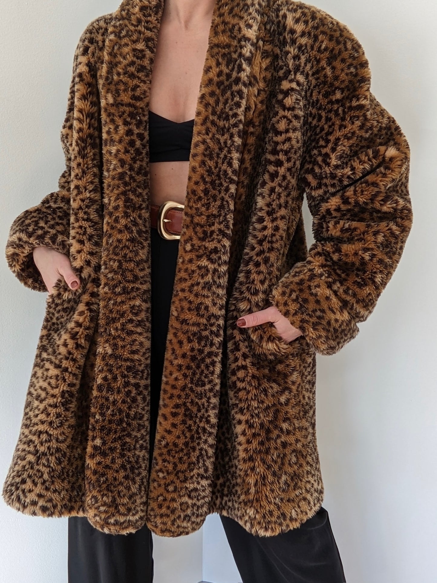 Vintage Leopard Faux Fur Coat