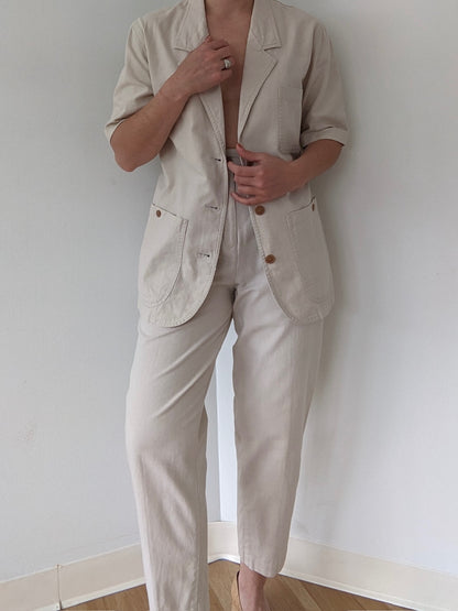 Vintage Sand Linen Pantsuit