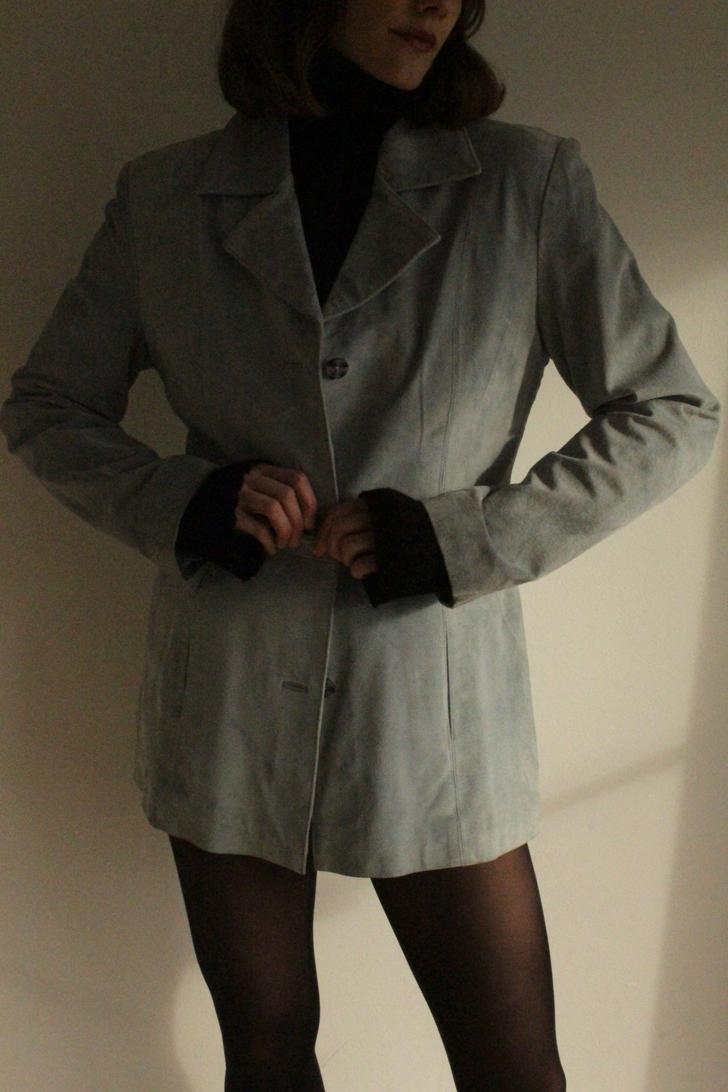 Lovely Vintage Powder Blue Suede Jacket