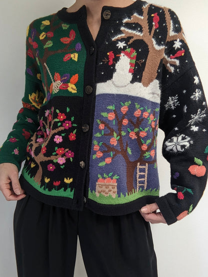 Amazing Vintage Embroidered Seasons Cardigan