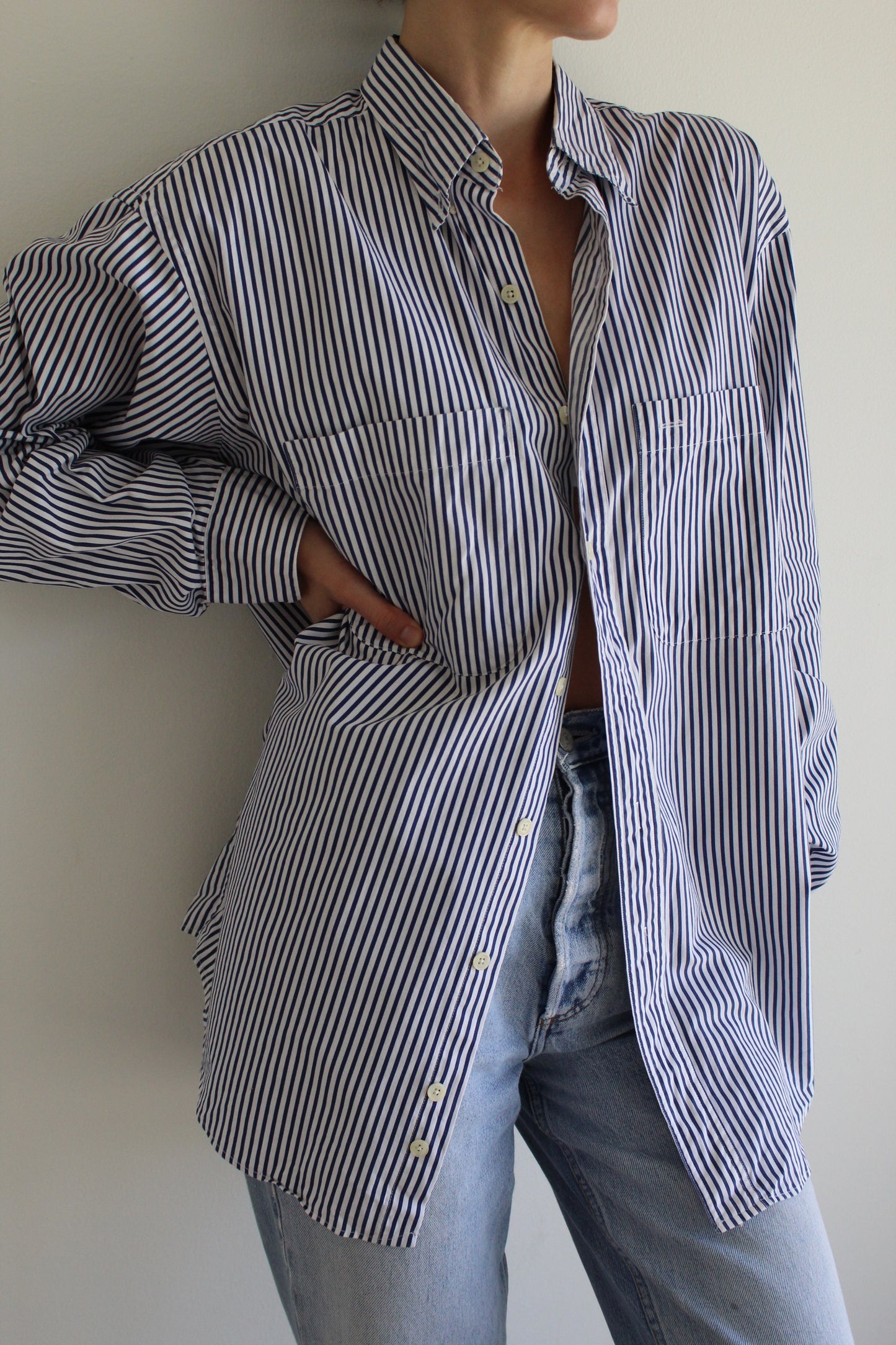 90s Striped Burberrys Button Down Shirt