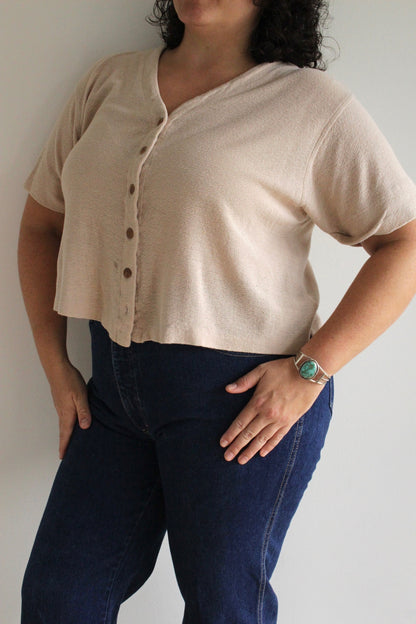 Vintage Sand Linen Gauze Cardigan