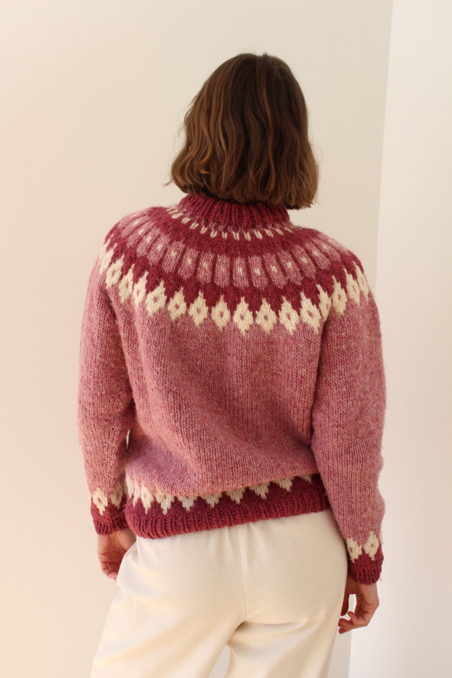 Amazing Vintage Hand Knit Fair Isle Wool Sweater
