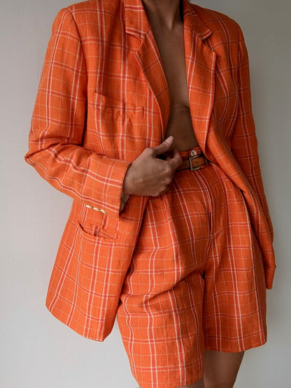 Rare Vintage Citrus Linen Shorts Suit