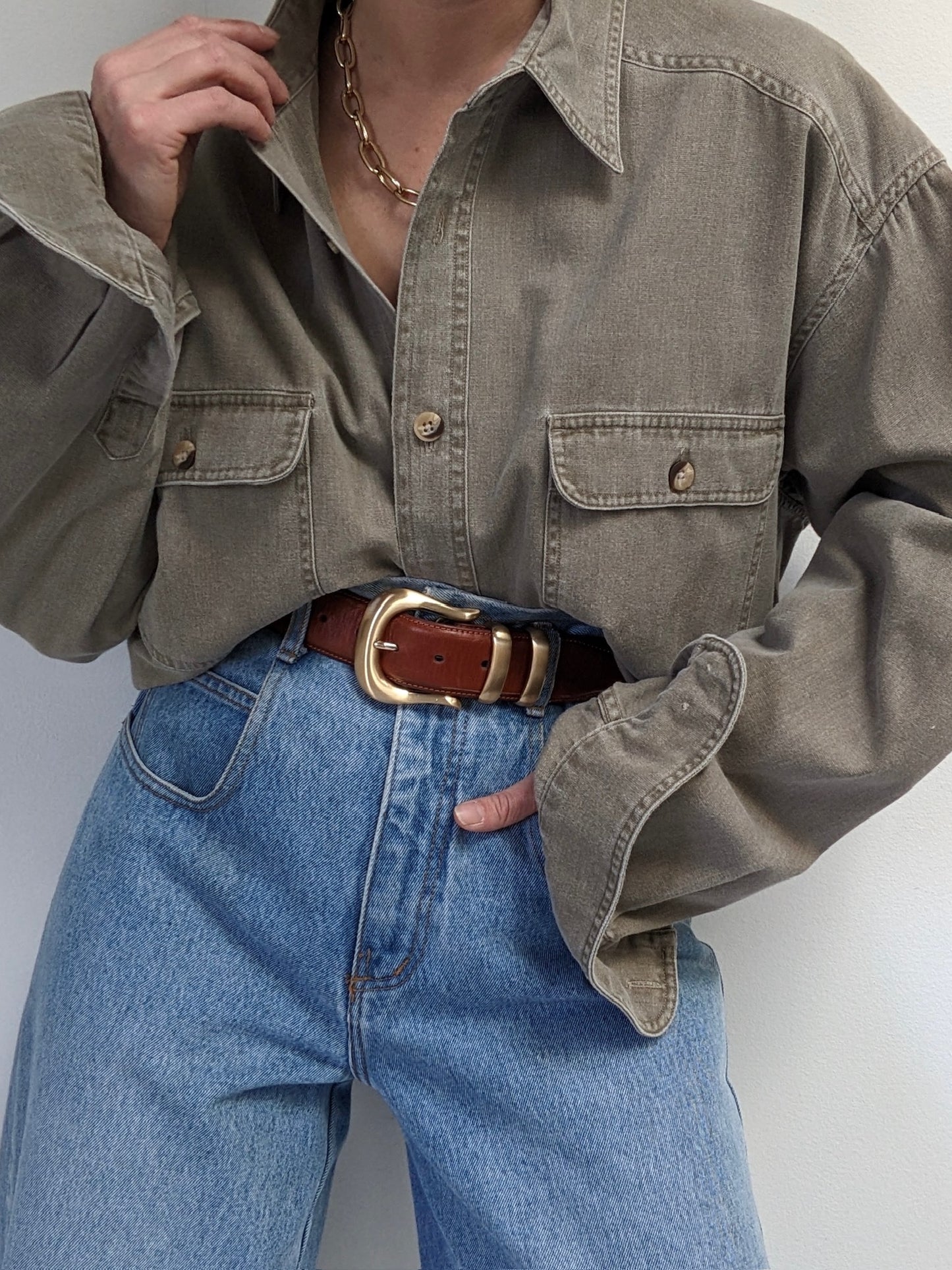 Vintage Taupe Cotton Shirt