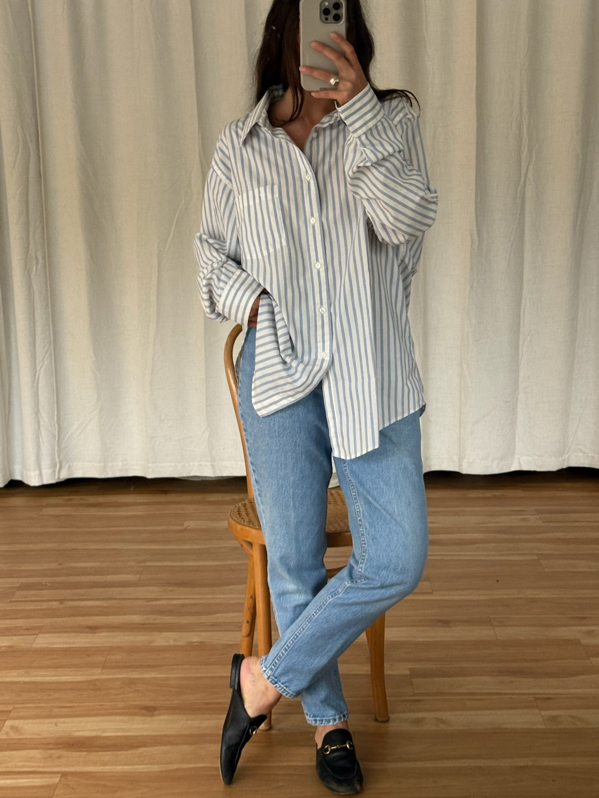 Vintage Christian Dior Sky Striped Button Down