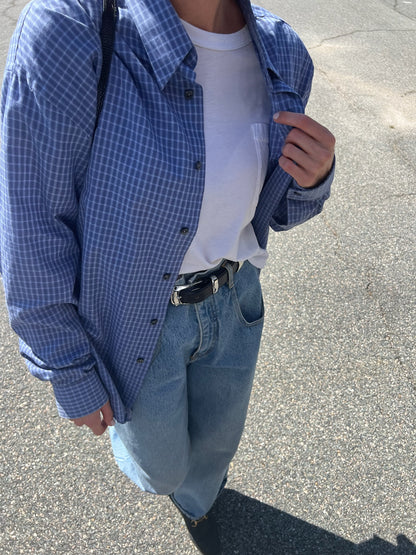 Vintage Yves Saint Laurent Blue Plaid Button Up