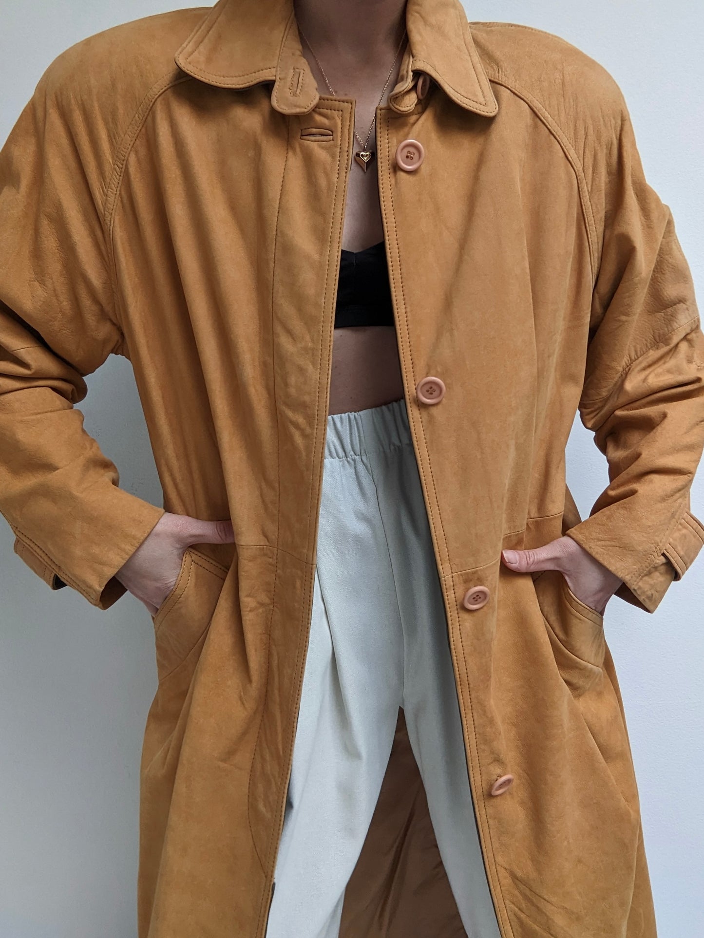 Amazing 90s Camel Suede Long Coat