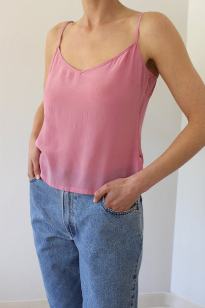 Blush Silk Slip Tank