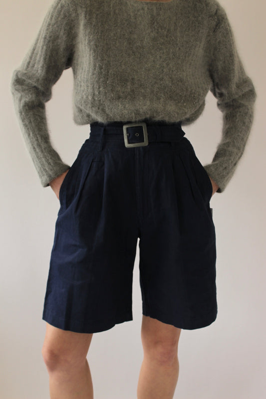 Vintage Belted Pleated Shorts