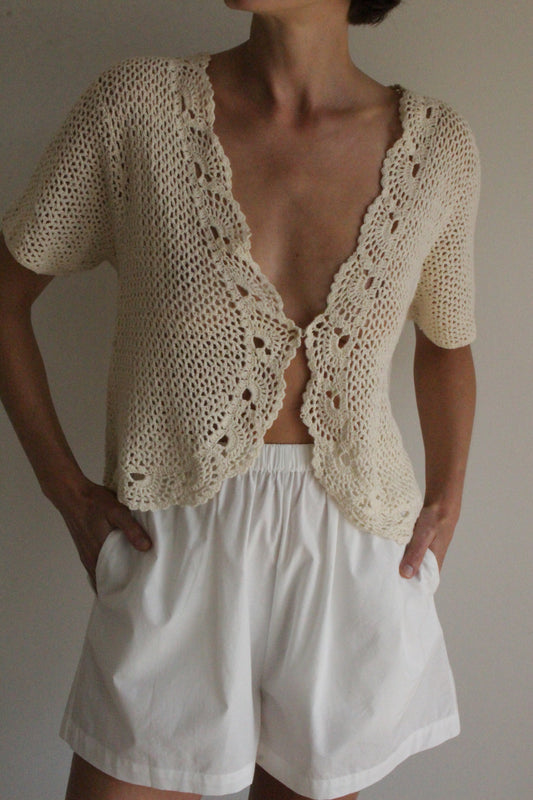 Vintage Cropped Crochet Cardigan
