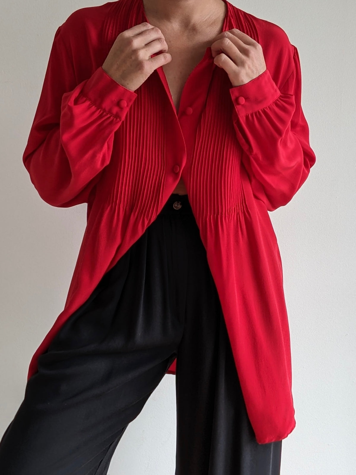 Vintage Diane Von Furstenberg Pleated Silk Blouse